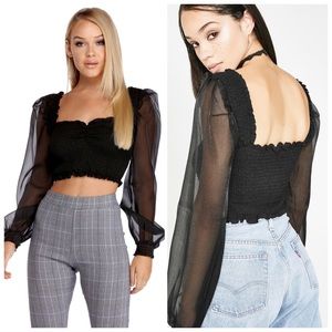 Forever 21 Smocked Organza Crop Top
